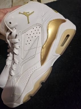 Jordan Women's White & Gold Retro Basketball Sneakers